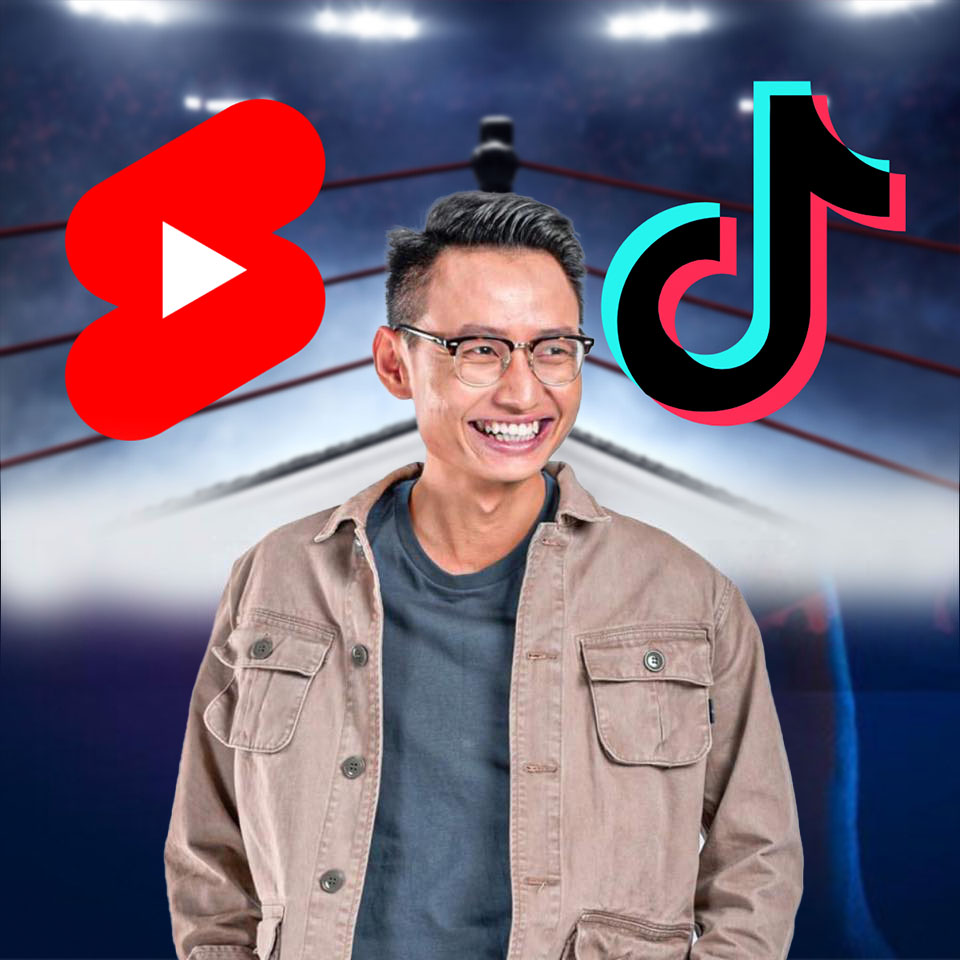 Hưng Creator cùng biểu tượng YouTube Shorts và TikTok